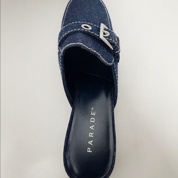 Parade size 9 formal denim royal blue silver buckle low chunk Slip on loafers - Picture 3 of 6